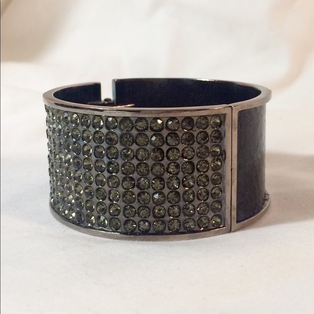 Swarovski Style Wide Cuff Clapper Bangle
